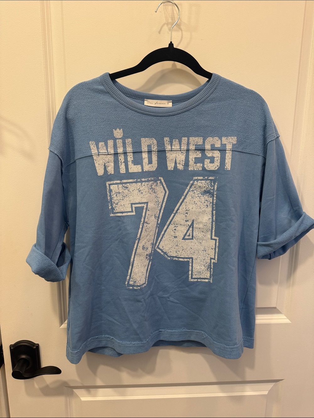 Light Blue "Wild West 74" Graphic Sweatshirt